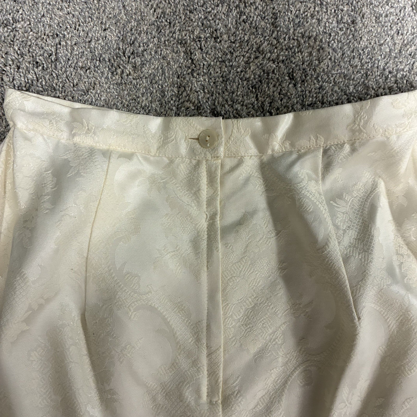 VTG Jessica McClintock Bridal Suit Sz 12 Ivory Peplum Jacket Jacquard Lace 80’s