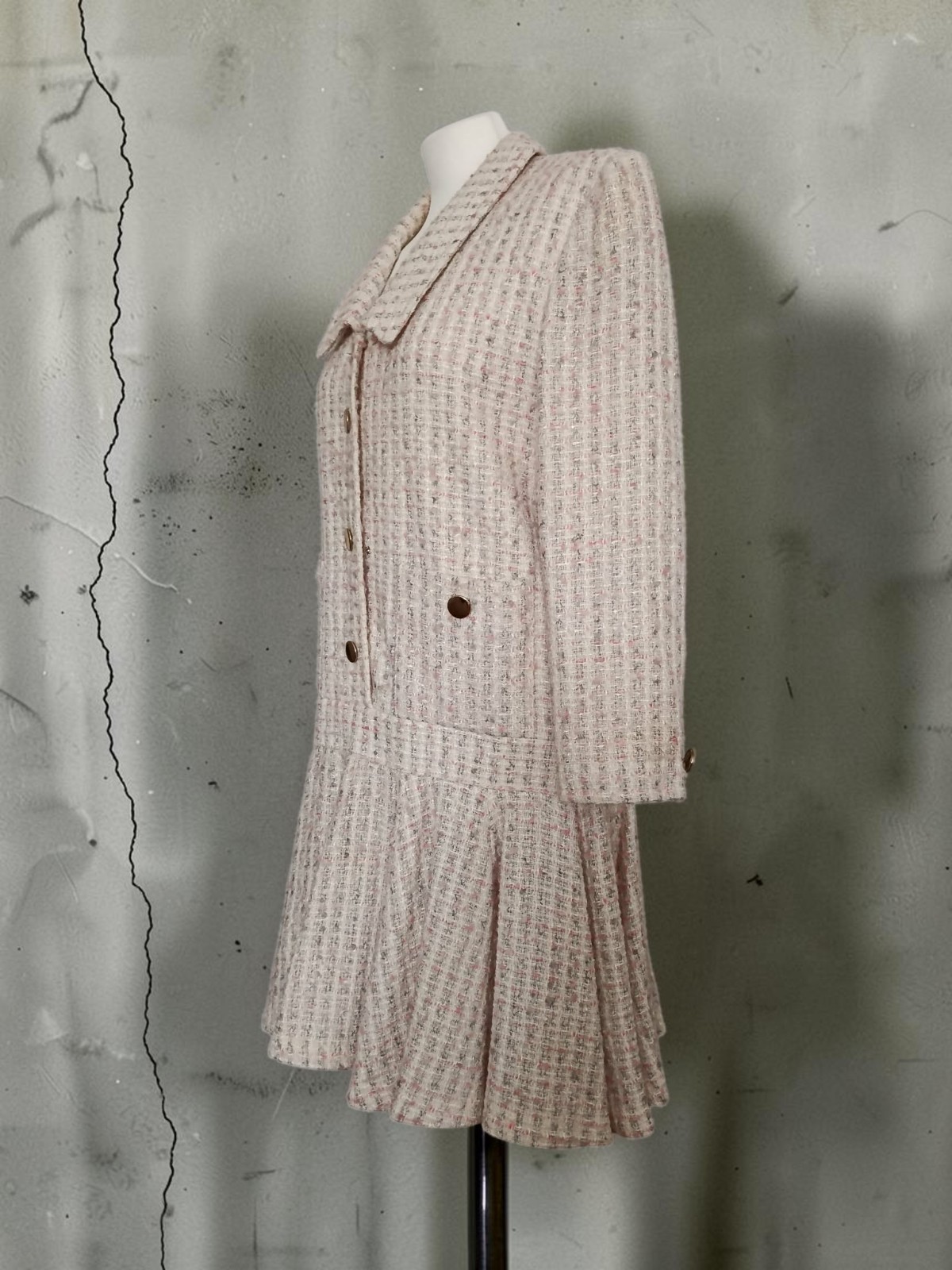 Max Heymans Rare Vintage Haute Couture Tweed Boucle Drop-Waist Flapper Dress M L