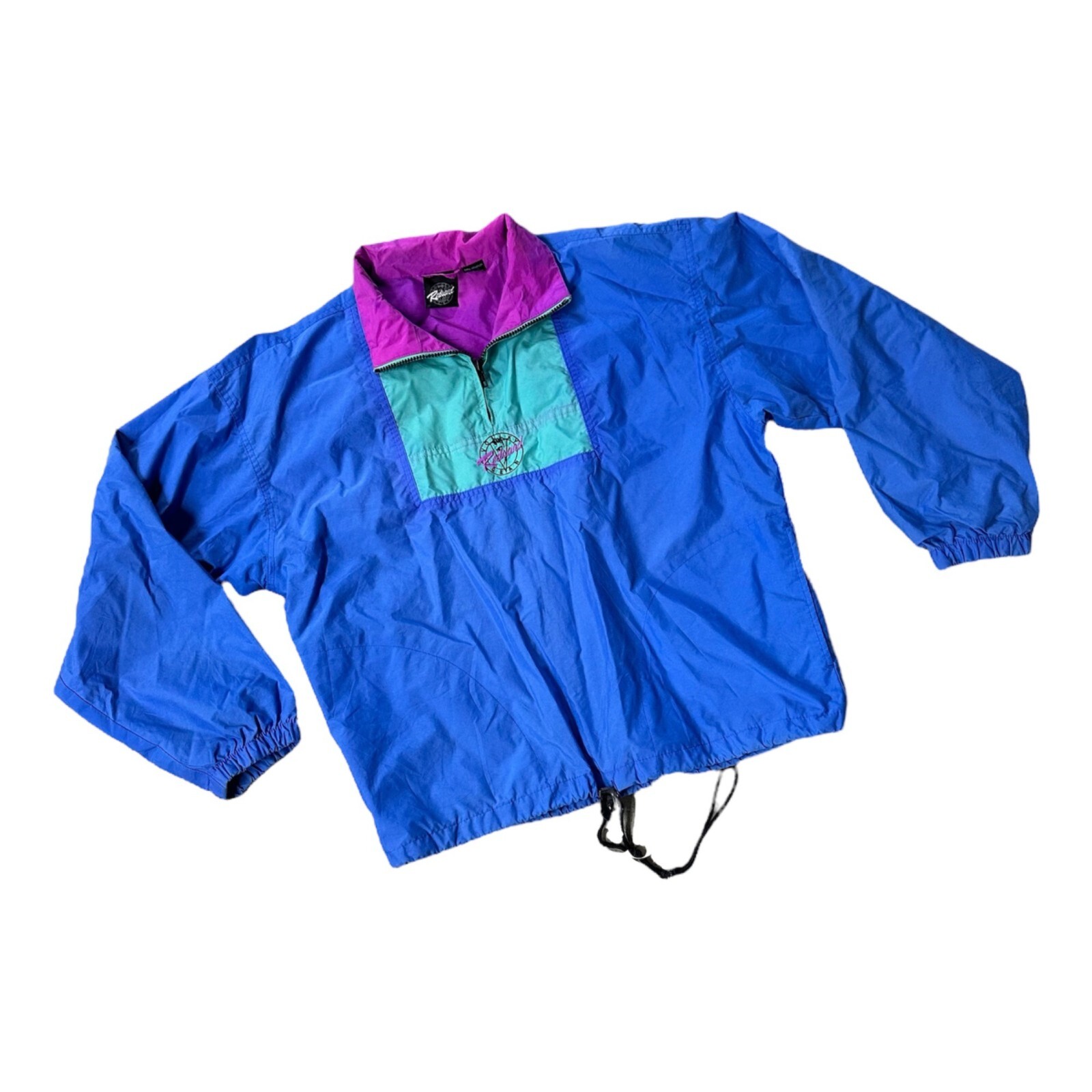 Vintage Windbreaker Jacket S 90s Redsand Volley Gear Blue Purple Green 1/4 Zip