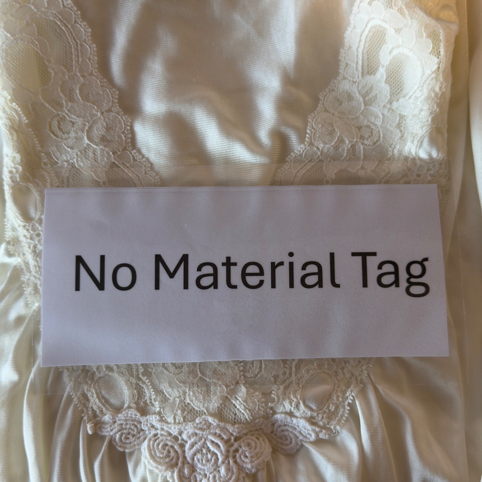 Val Mode Lingerie Vintage Deep V-Neck Lace Trim Nightgown Size L White Bridal