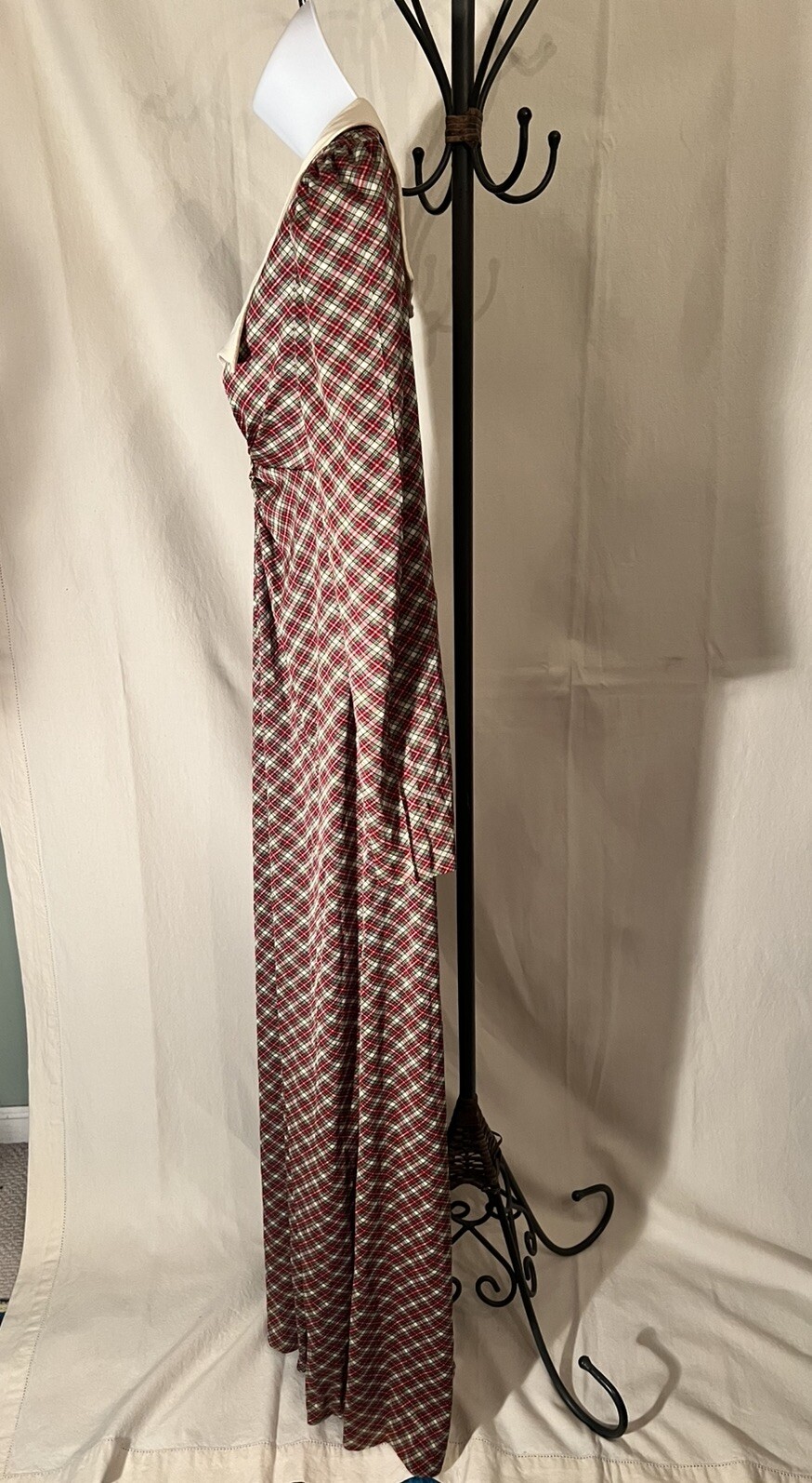 VTG 70s Corky & Craig Tartan Plaid Maxi Dress Westwood Vibes! Filigree Key Hole