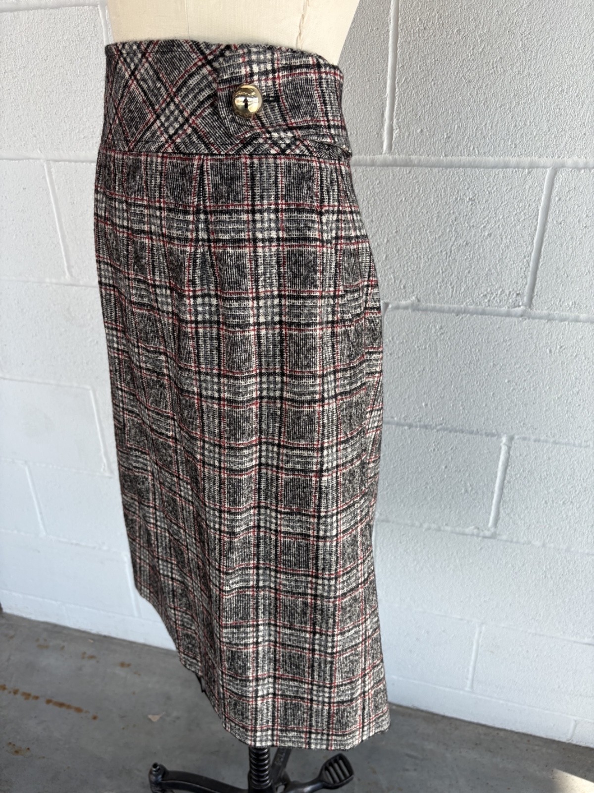 Vintage Y2K Les Copains Glen Plaid Skirt Suit Italian Designer Blazer & Skirt