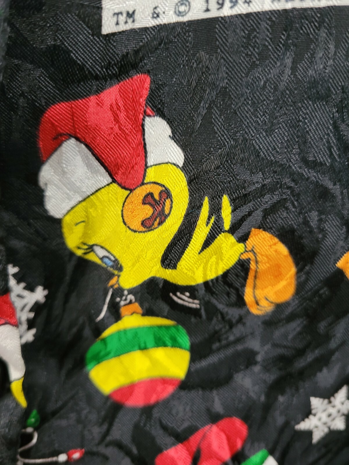 Vtg 1994 Looney Tunes Xmas Vest w Bugs, Daffy, Sylvester, Tasmanian Devil Sz S/M