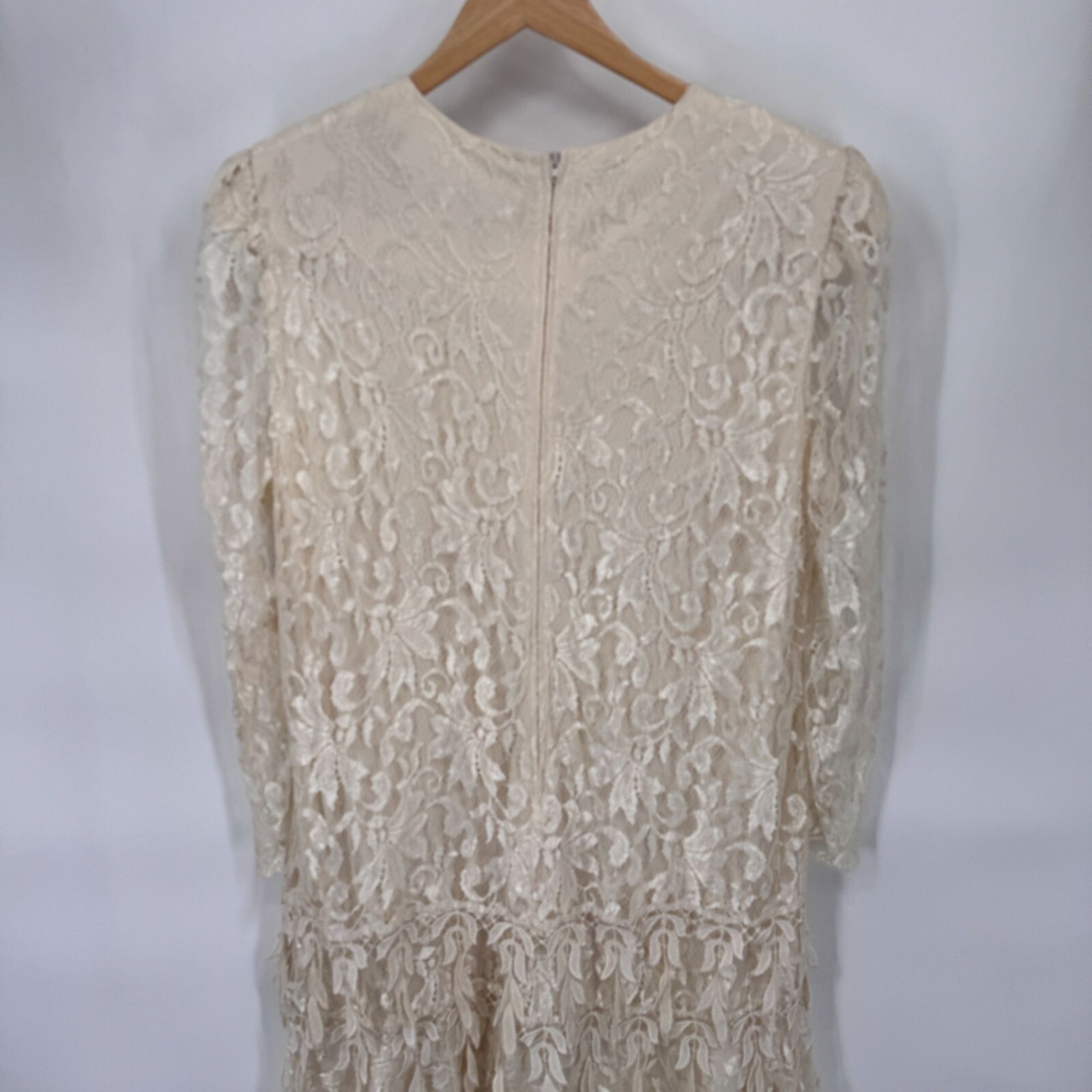 Vintage David Rose Mother of Bride Lace Dress Womens XL Off White Cottagecore