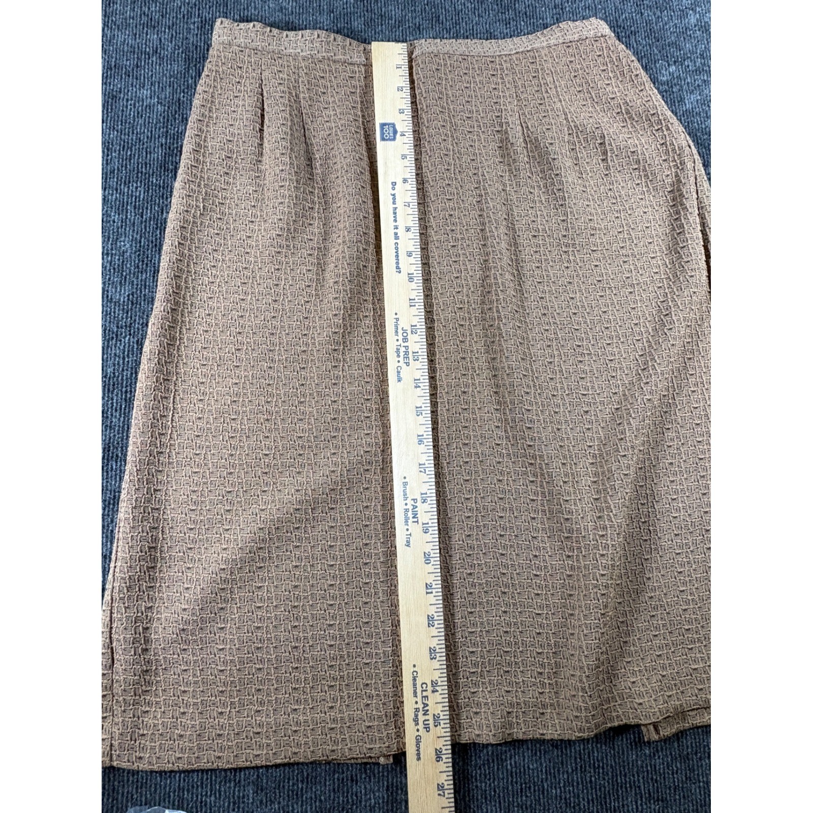 Miss Dorby Vintage 90s Tan Textured Skirt Suit Set Shawl Collar Size 14