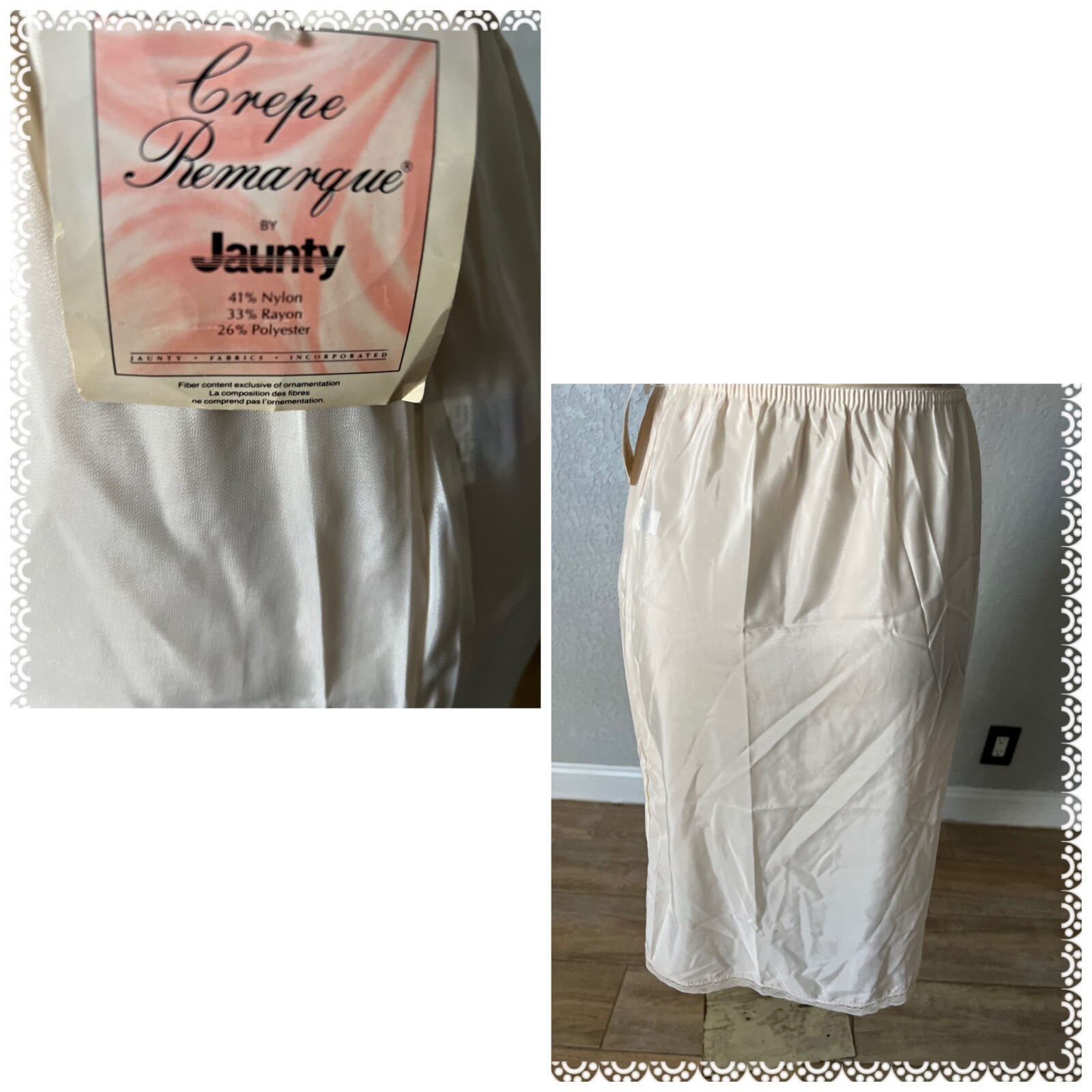 Vintage Crepe Remarque by Jaunty Half SLIP Sm NWTS cbh