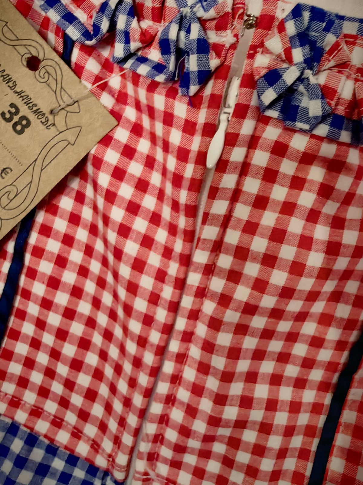 OSCAR Munchner Bavaria Trachten Authentic German Dress38 Cotton Zipper Plaid Tag