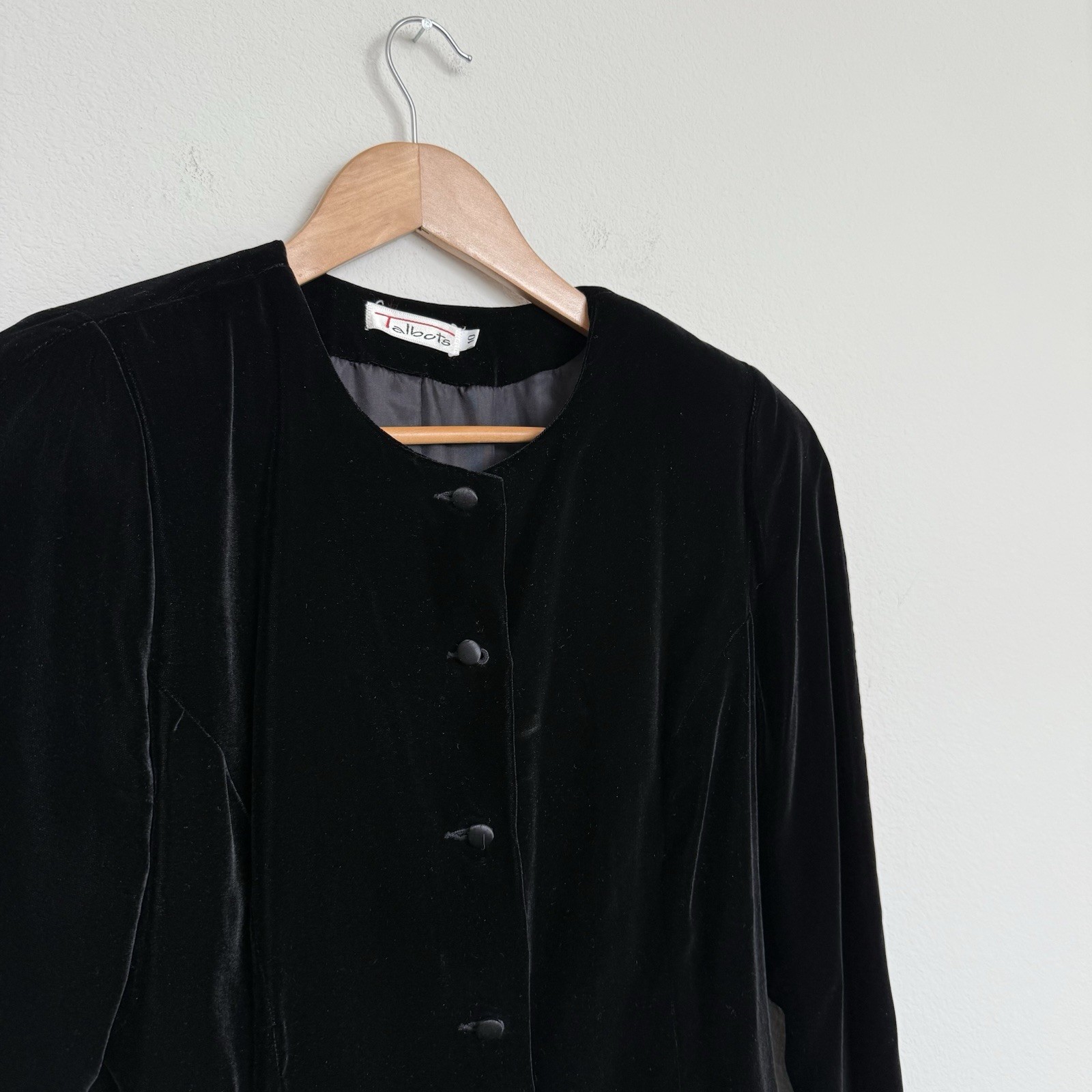 Vintage 80s Black Velvet Jacket Womens 10 Satin Bow Back Whimsigoth Formal Prep