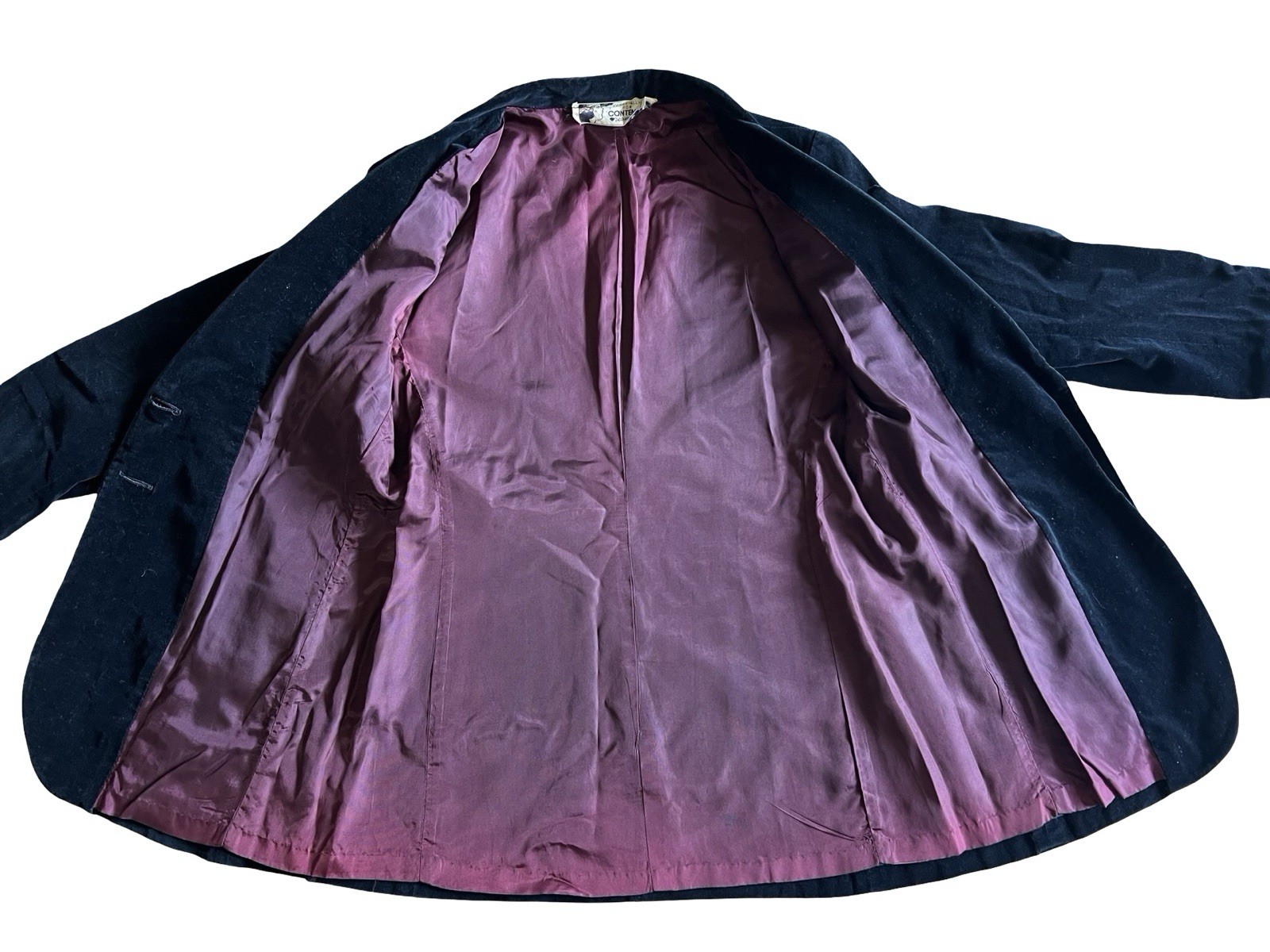 VTG 1970s Contempo Casuals Black Velvet Blazer w Pockets Classic Vampy Goth Sz S