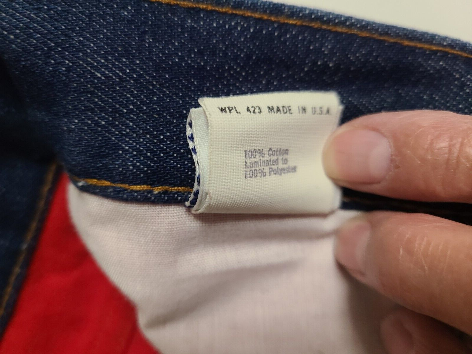 USA Vtg Womens Red Flannel Lined Levis 2517 Denim Blue Jeans Orange Tab Medium