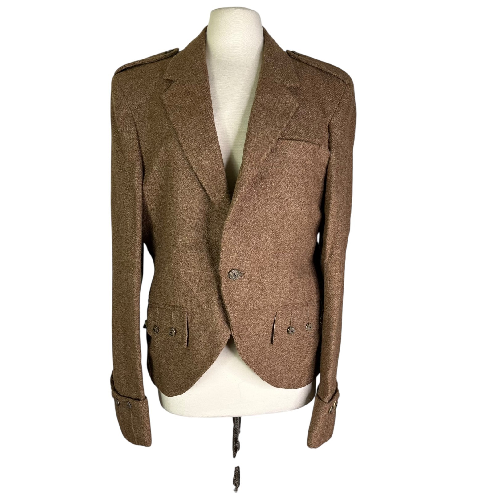 Vintage Lawsons of Edinburgh Highland Brown Tweed Blazer Jacket Antler Buttons