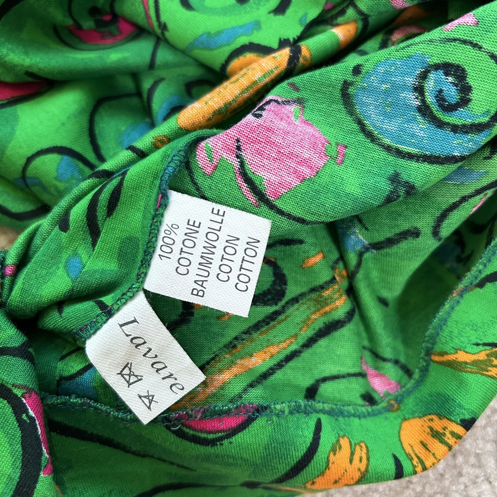 Italy VTG 60s 70s Psychedelic Mod Shift Dress Green Pink Avant-Garde Statement