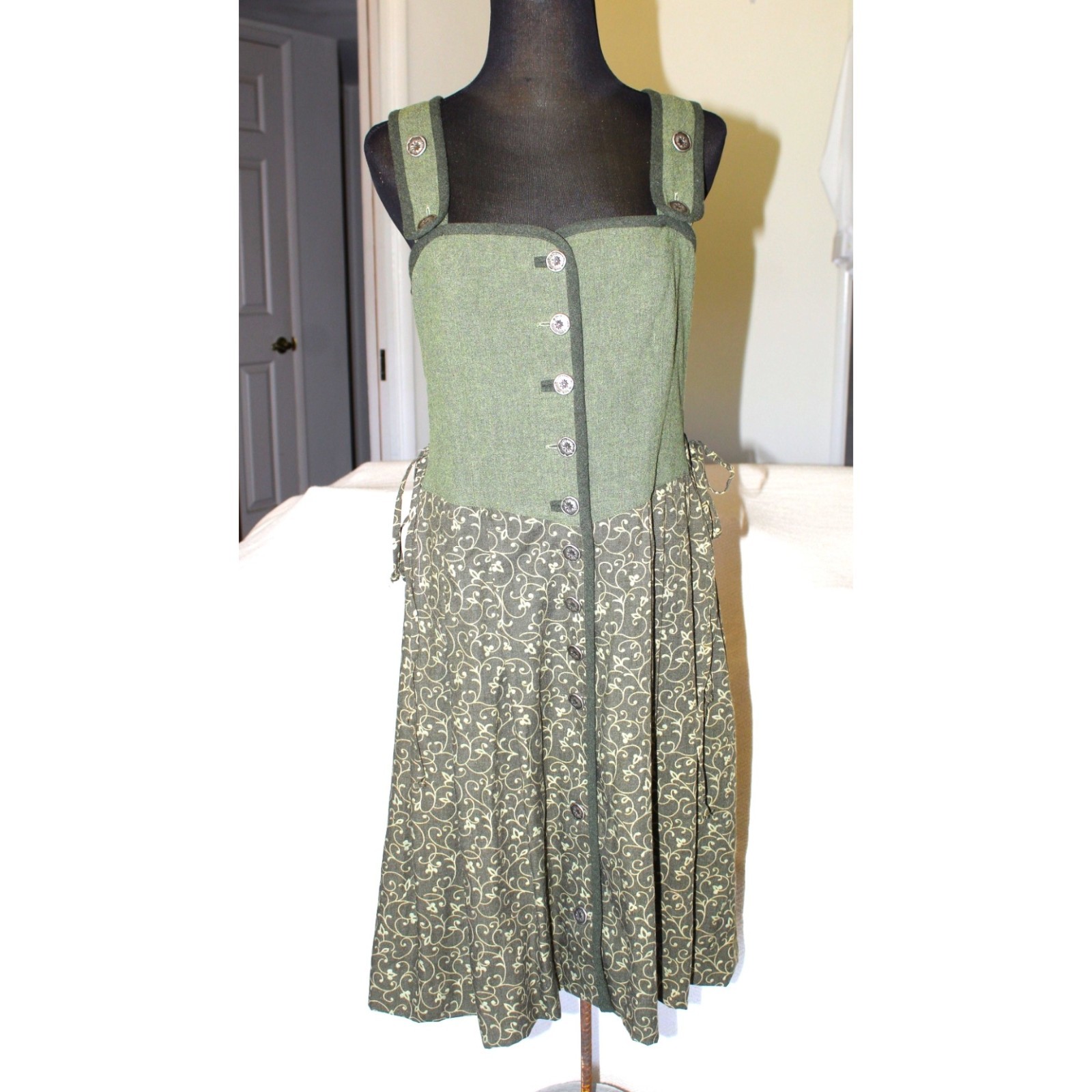VTG Landhaus Prairie Dirndl Midi Dress Milkmaid Renaissance Cottagecore size M?