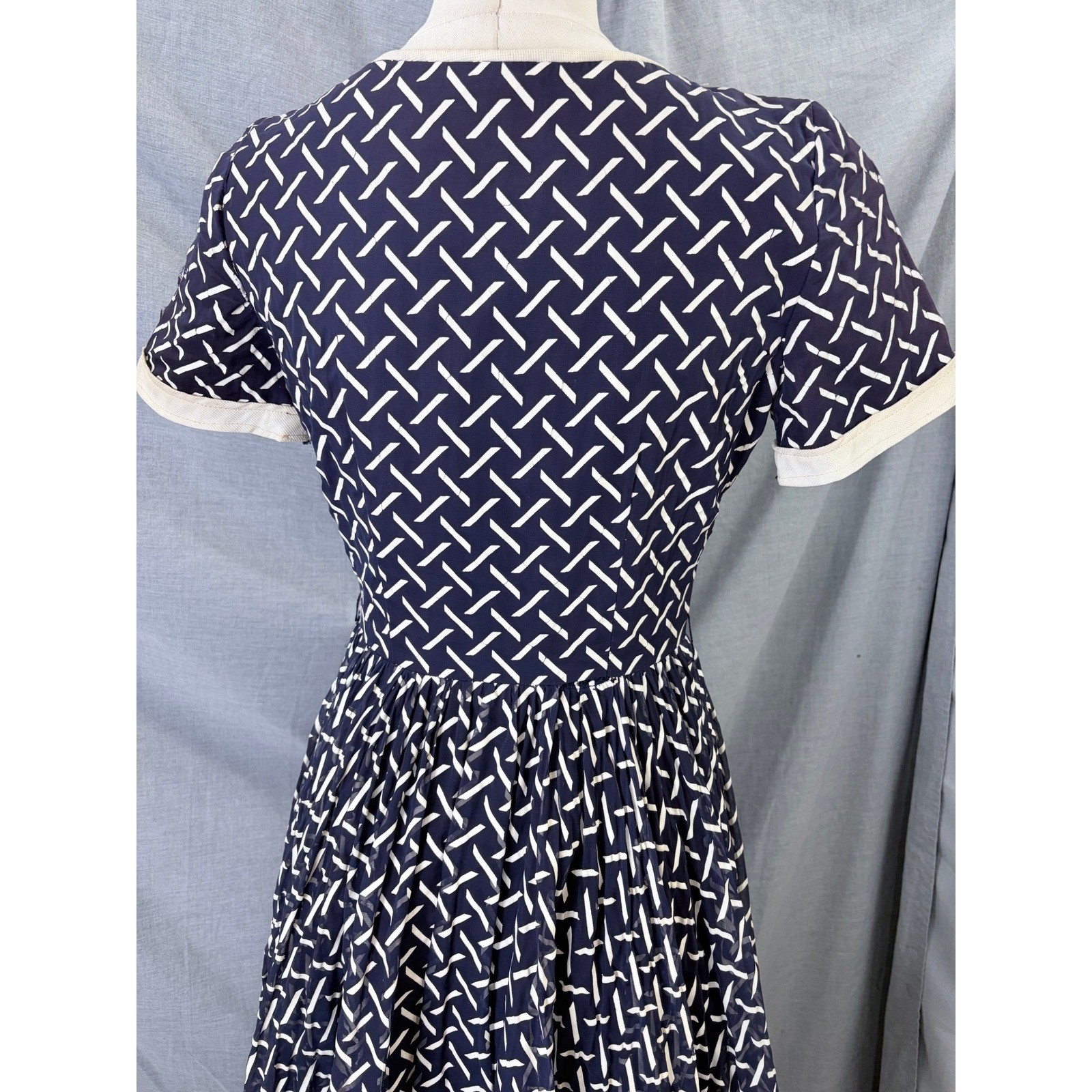 Vintage Marshall Field Young Chicago Shop Purple Geometric Fit Flare Dress AS IS