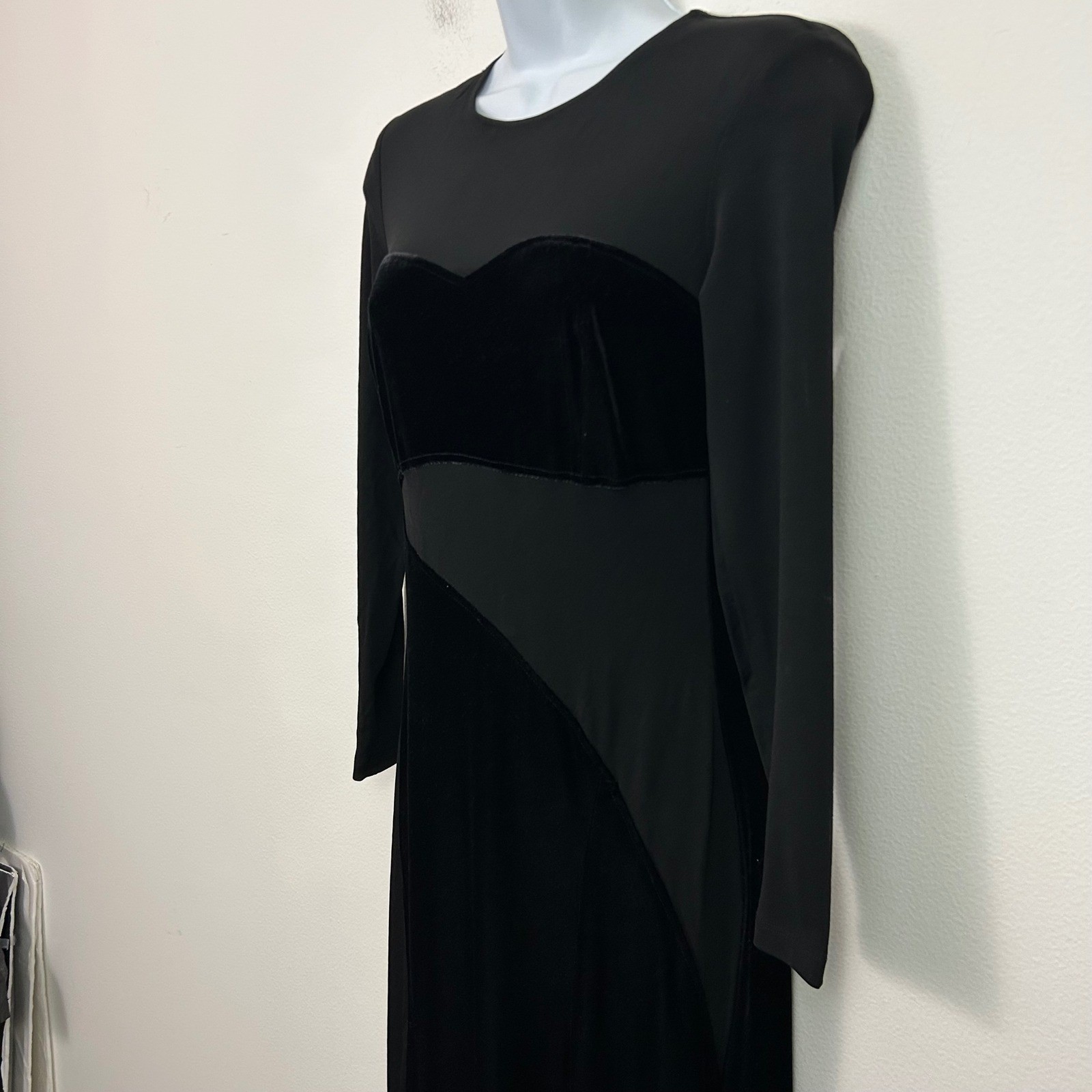 Vintage Velvet Mesh Asymmetrical Maxi Black Dress Cocktail Peep Inc Size Small