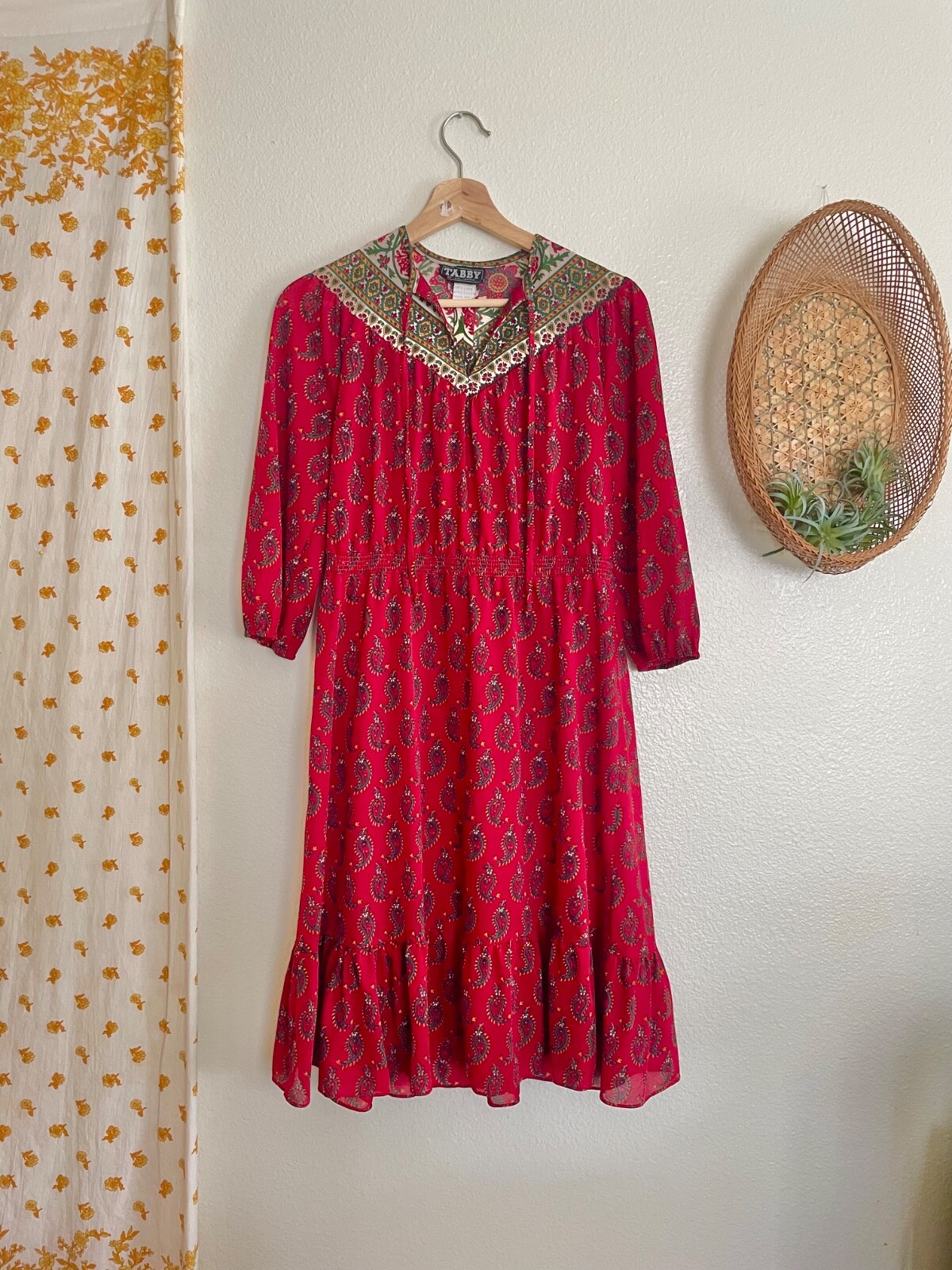 60s Vintage Midi Dress Tabby Made in USA Sheer Women’s 10 Americana Dress