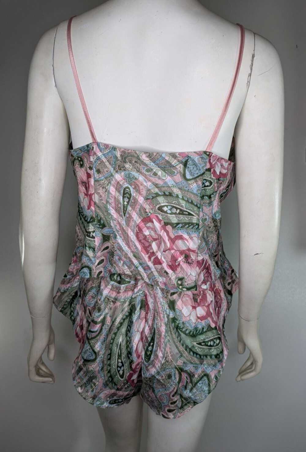 Victoria’s Secret Vintage Pajama Set French Cut Camisole Shorts Buttons Sheer M