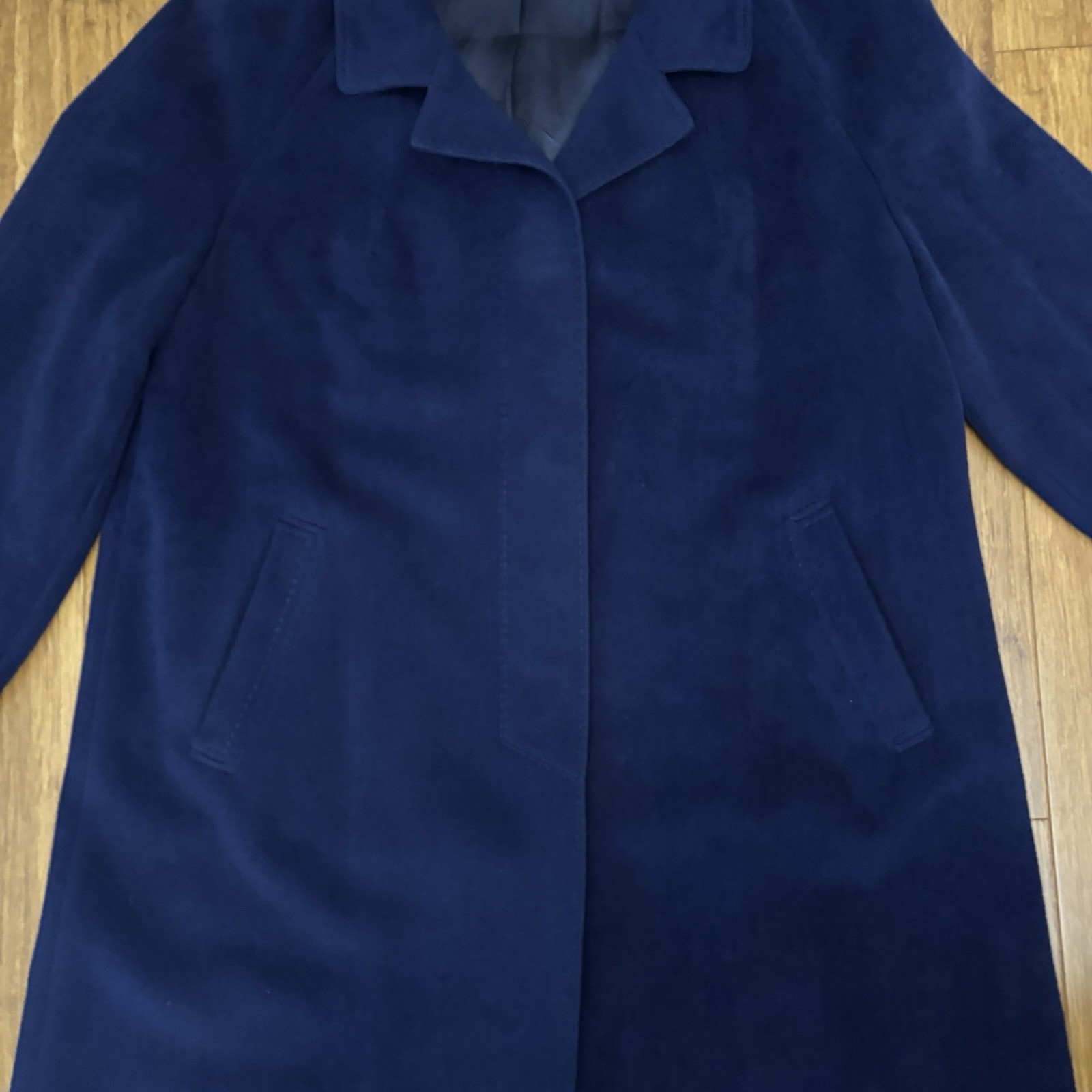 VTG Women’s Blue Del Mod International Camel Hair & Wool Blend Lined Pea Coat 42