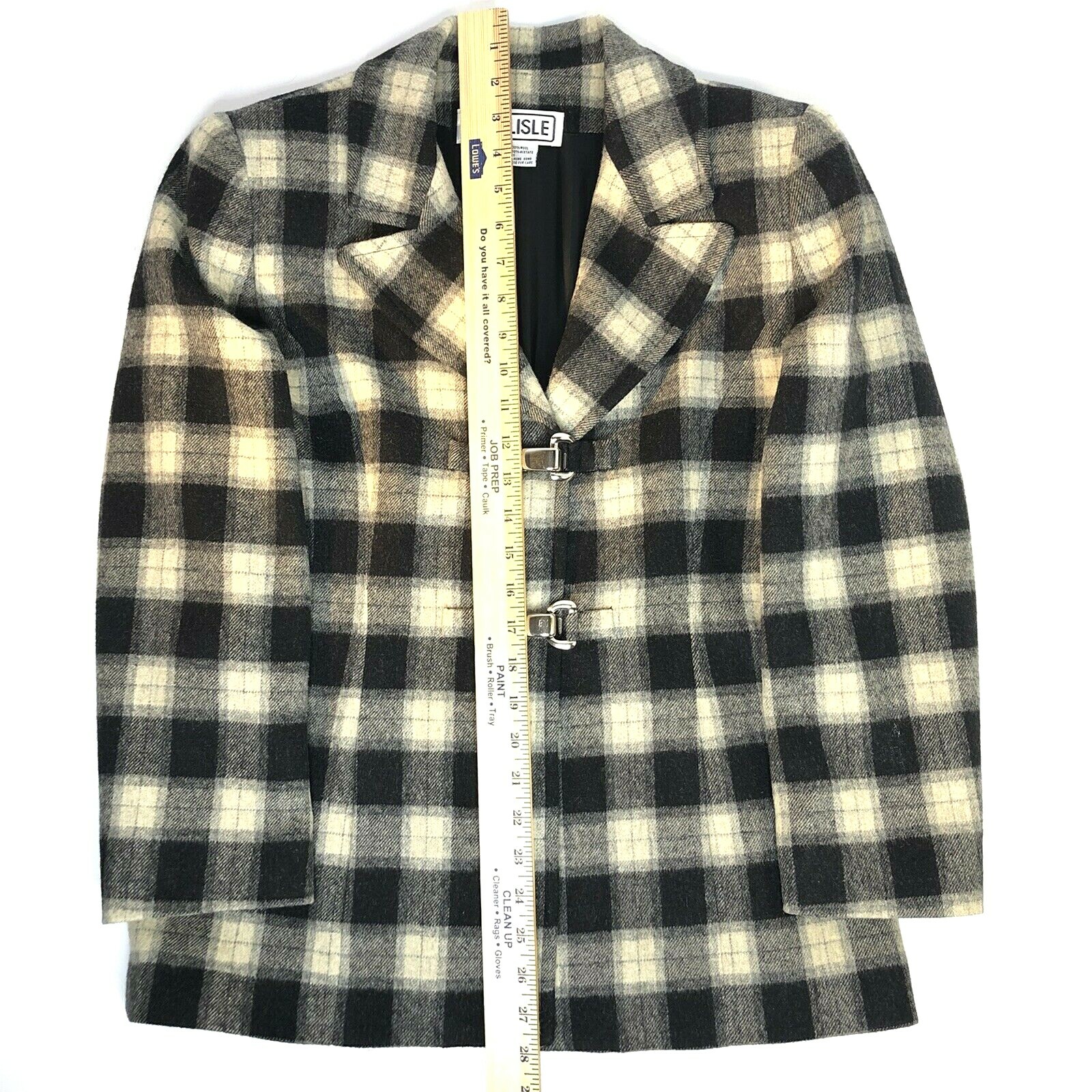 Vtg Carlisle Wool Plaid Blazer Yellow 90s Preppy Clueless Cher Style Toggle Sz 4