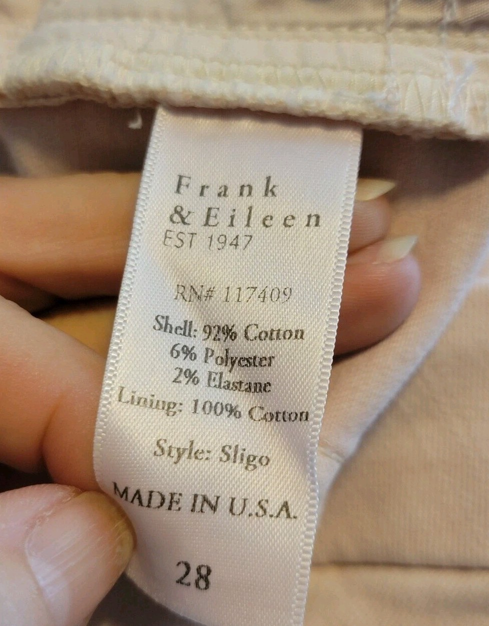 Frank & Eileen Sligo Vintage Rose Pink Raw Hem Jeans Womens 28 Straight Stretch