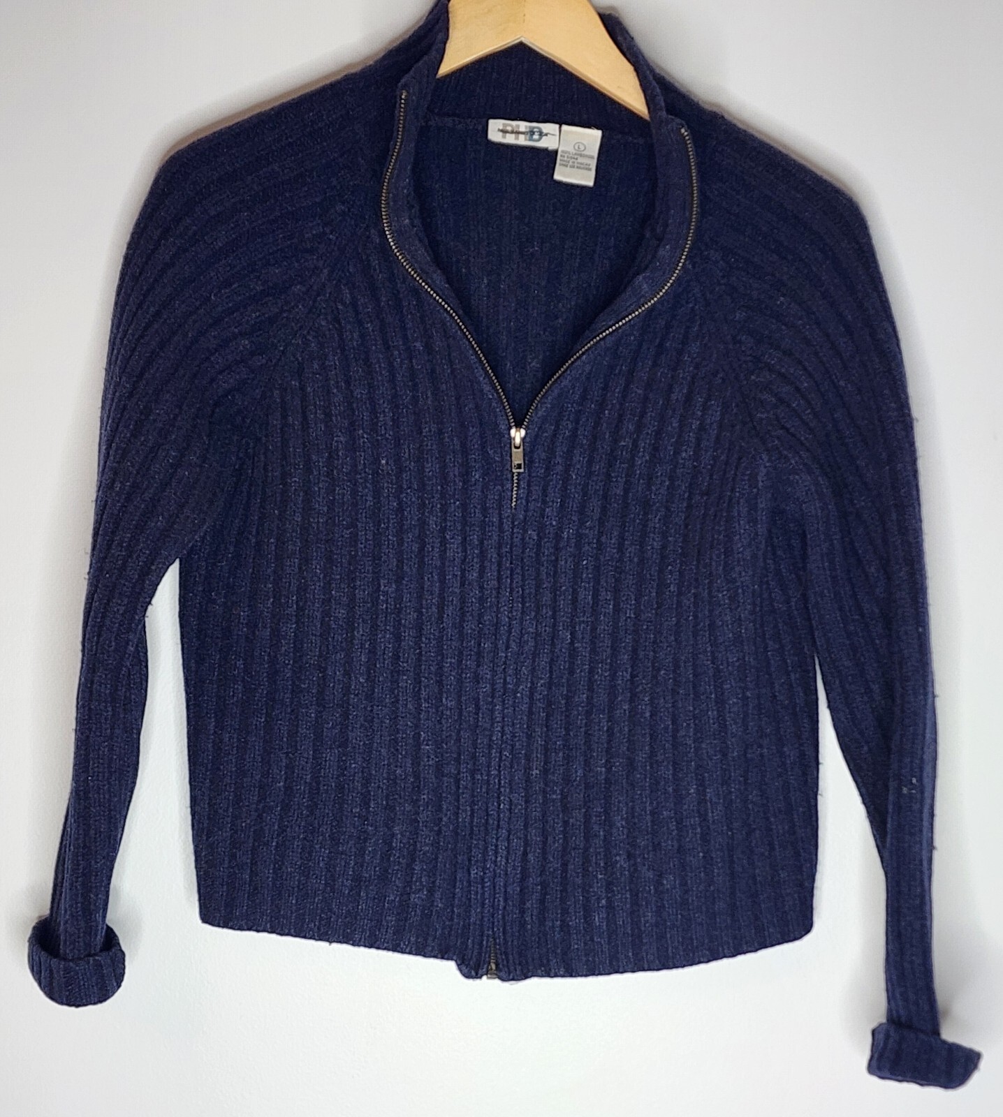 Paul Harris Design 100% Lambswool Size Large Sweater Blue Long Sleeve Vintage