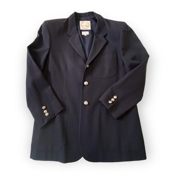 Vintage Et Vous (Paris) Navy Blue Wool Jacket, Size Unisex S, From 90s