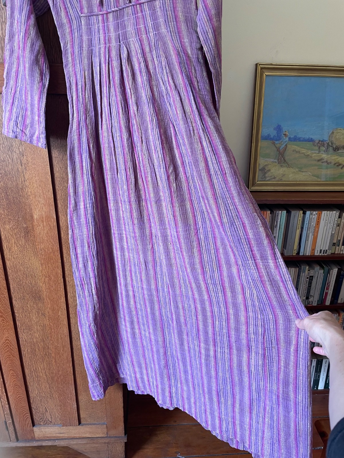 India Imports Rhodes Island XS Vintage 1970s cotton gauze maxi peasant dress