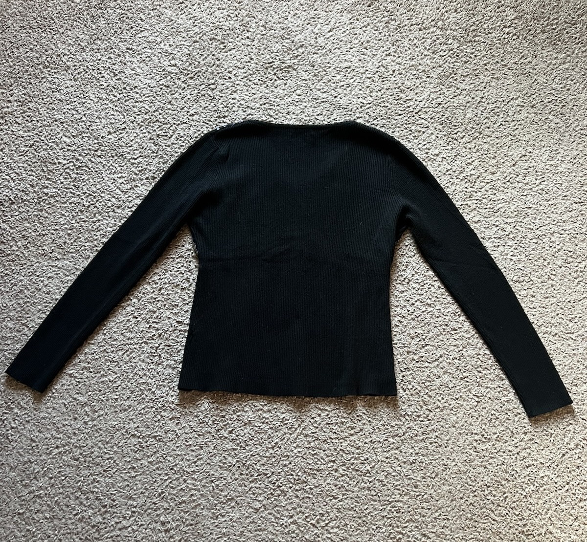 Vintage Y2K 90s Top Large Black Sequin Knit Ribbed Sweater Whimsigoth Fairy Goth