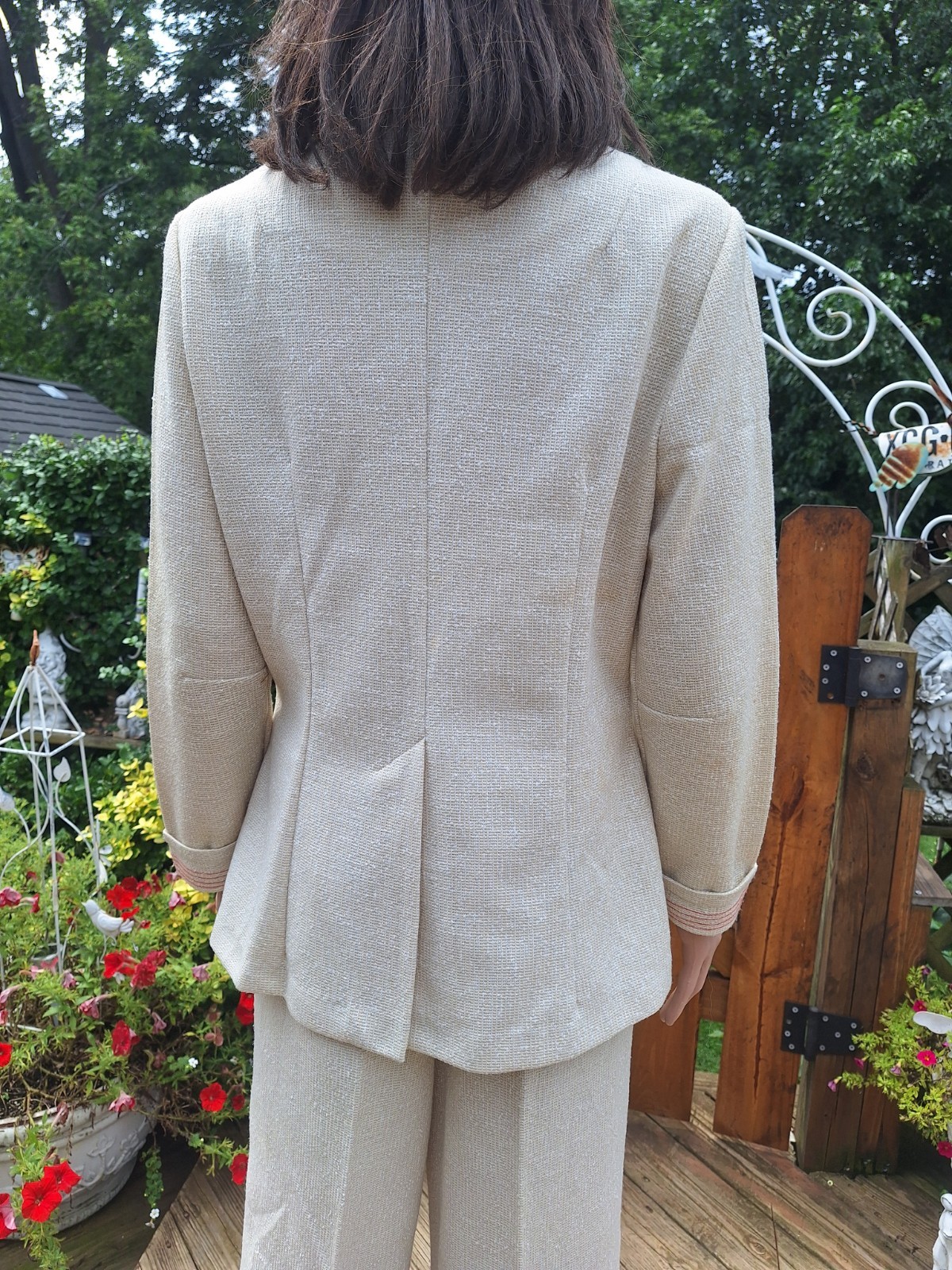 True VTG Mid-century Mod 1970s JCPenney 2 Piece Bell Bottom Pant Suit Blazer M