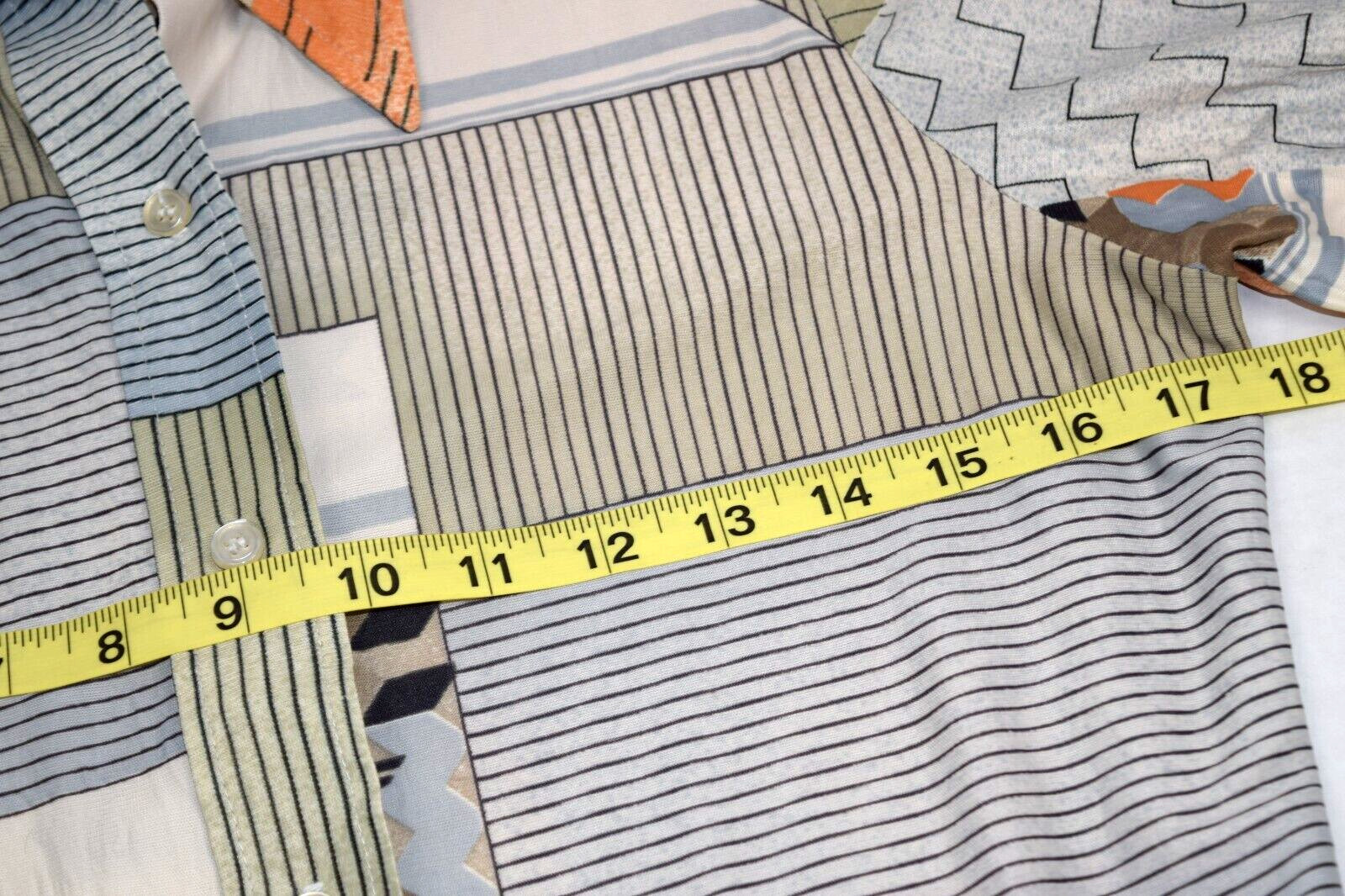 VTG Lady Arrow Shirt Size S 60s Striped Collared Thin Poly Mod Orange Blue Taupe