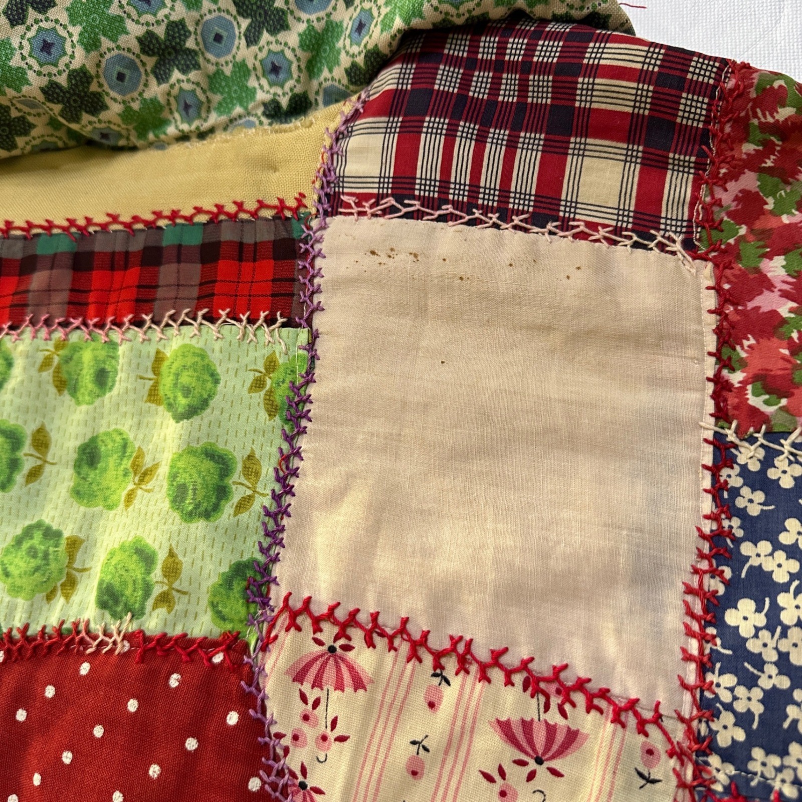 Vintage Handmade Patchwork Quilt Duster Coat Kimono L XL Boho Cottagecore Folk