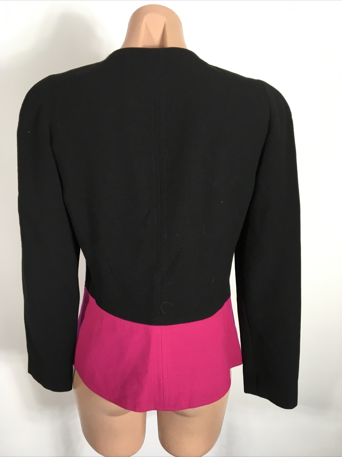 Vintage 80s Black Hot Pink Skirt Suit MOD Retro Stanley Platos Martin Ross Sz 8