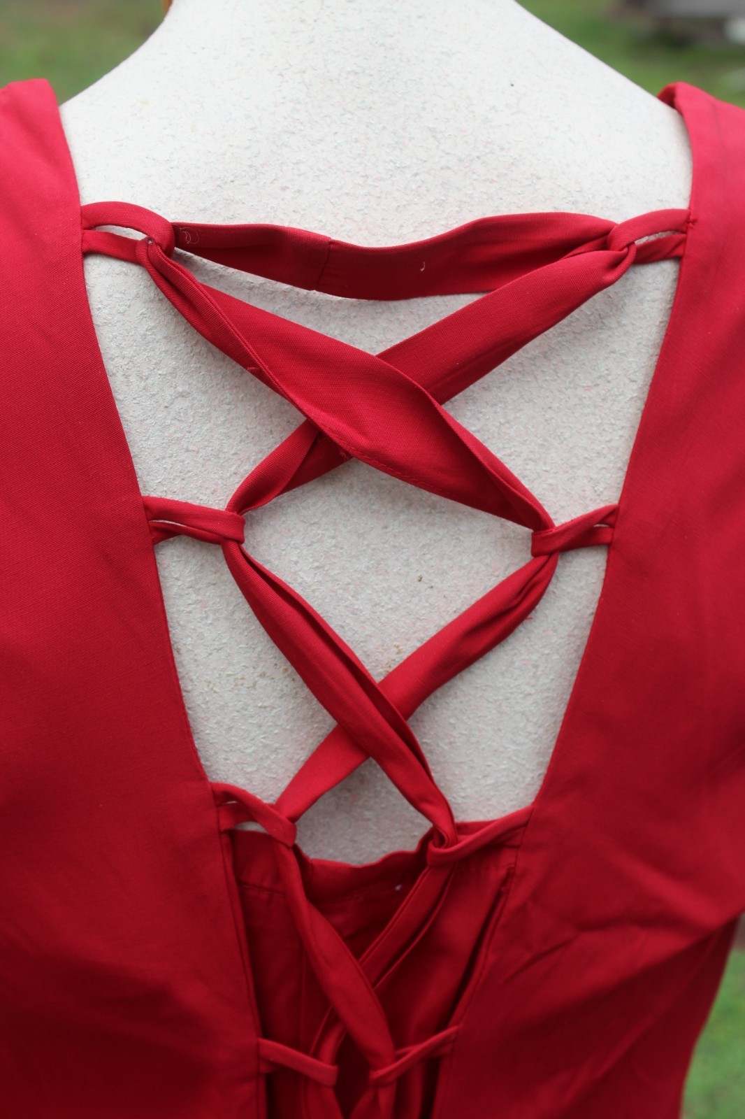 Vintage 80s 90s Deep Red Corset Back Casual Party Dress By Rampage Size Medium