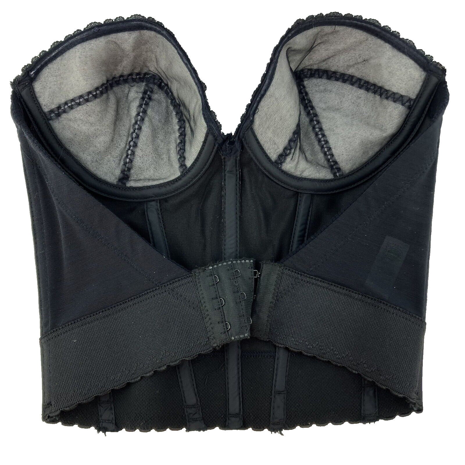 1980S USA Carnival Union Label Tag Black Bustier Corset Top 32C Rib Stays