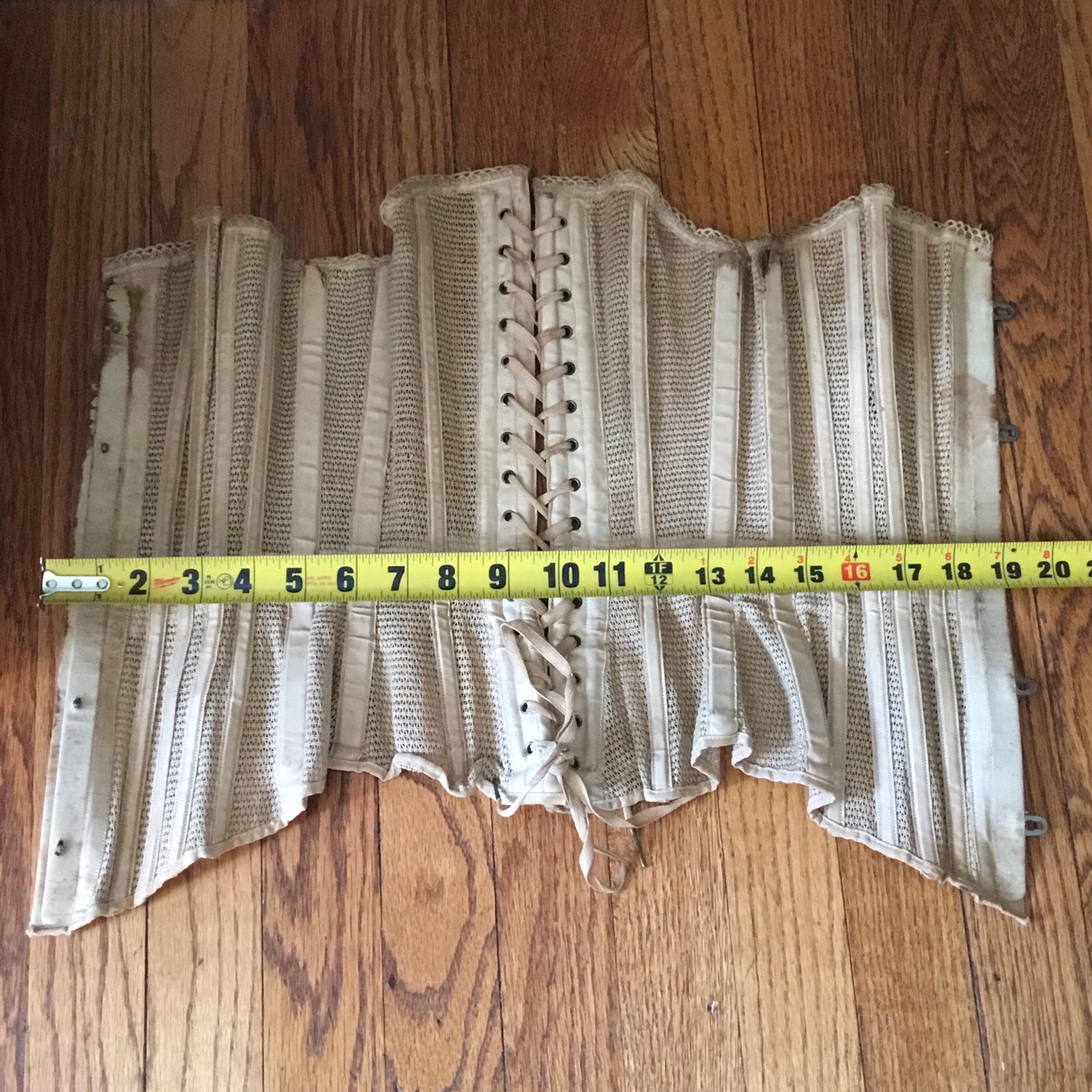 Antique Victorian Summer Mesh Corset Ecru Lace Up Back Imperfectly Perfect!!!