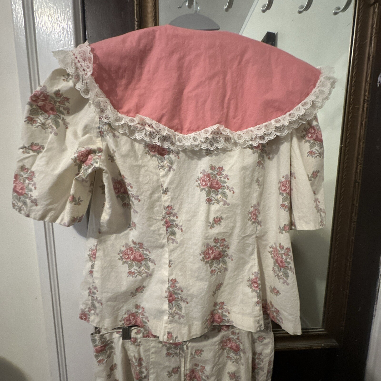 Vintage Skirt & Blazer Set 1X 14/16 Cream Floral Cottagecore Retro Feminine