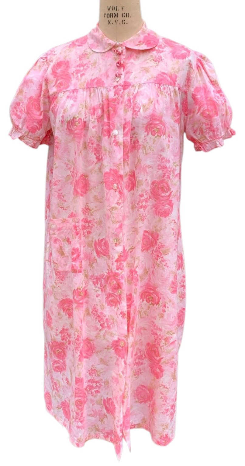 KATZ Vintage 60s Women’s Casual Pink Floral House Dress/Day Frock – Sz L/XL