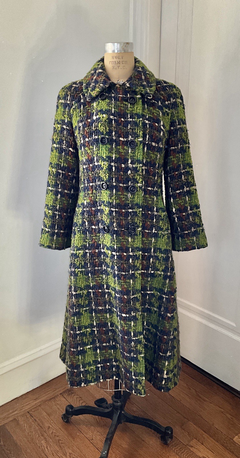 Vintage 1960’s Jack Clarke Chunky Emerald and Sapphire Tweed Boucle Coat