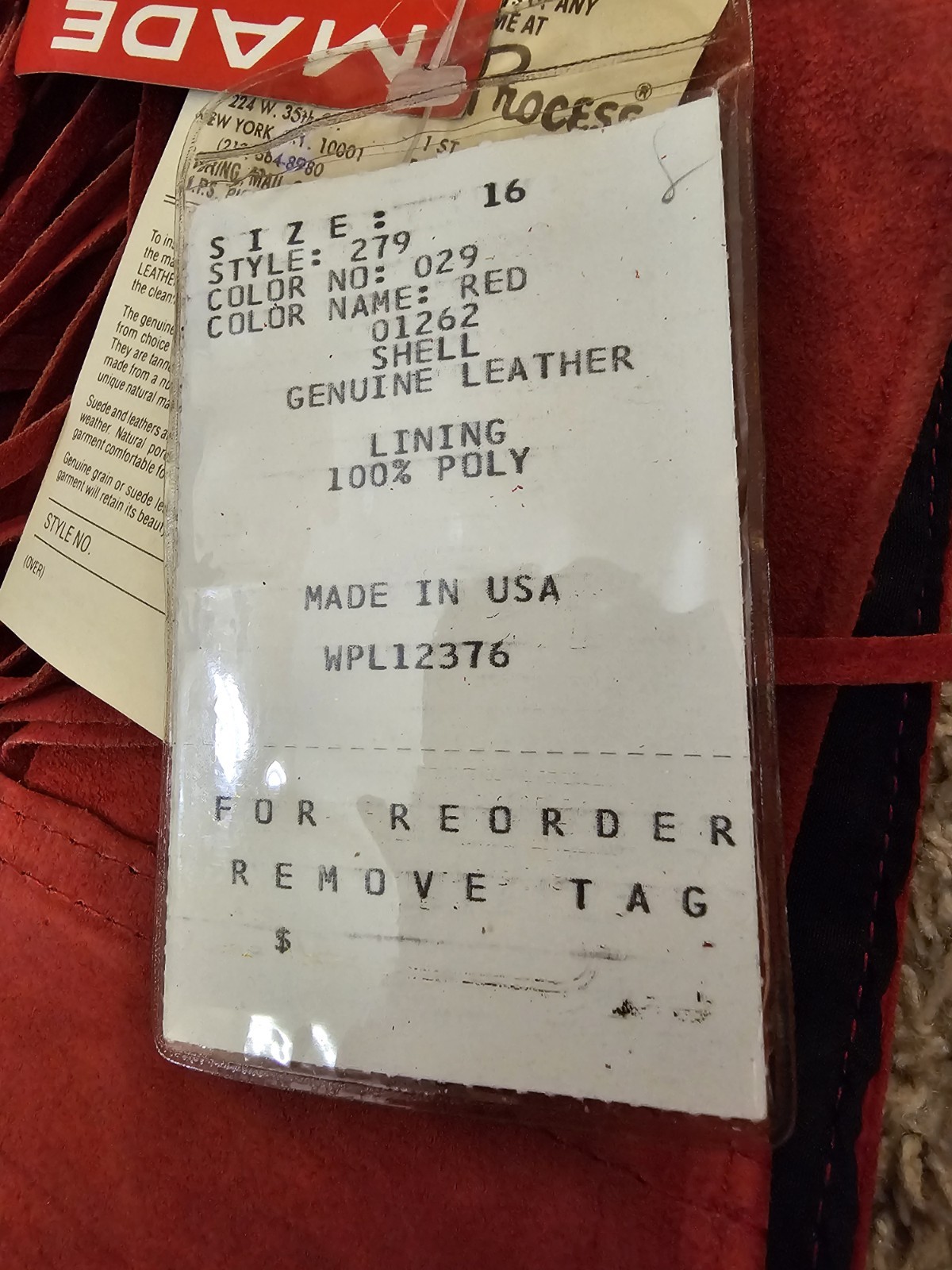 NWT VTG Pioneer Wear Red Leather Fringe Vest Womens Sz 16 Western