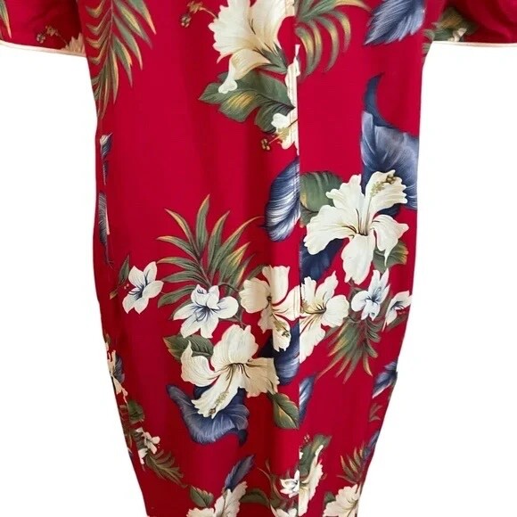 Iolani Hawaii Vintage 80s Red Multicolor Floral Print Maxi Women’s Dress Small