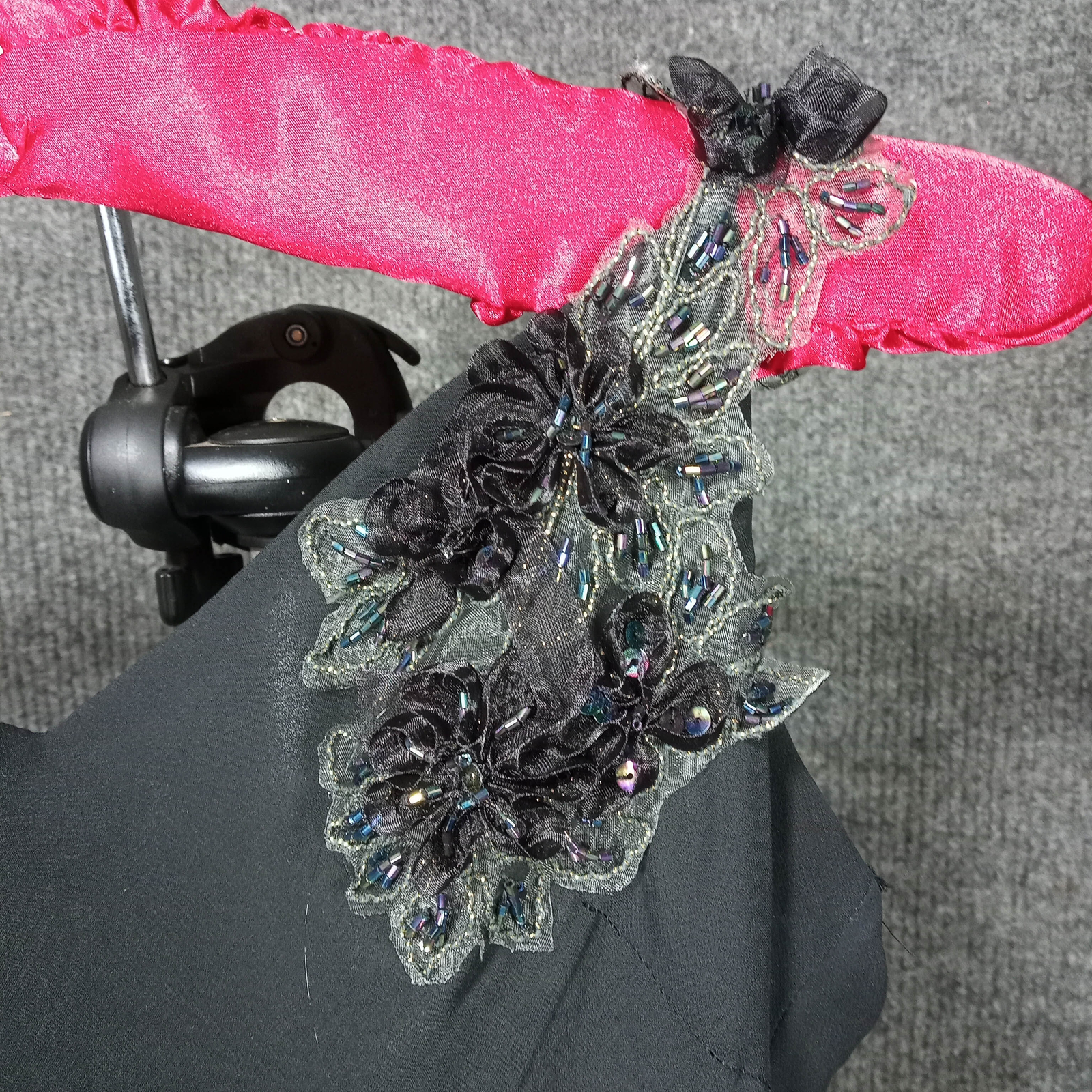 1970s Vintage Black Rayon Flapper Style Vintage Dress