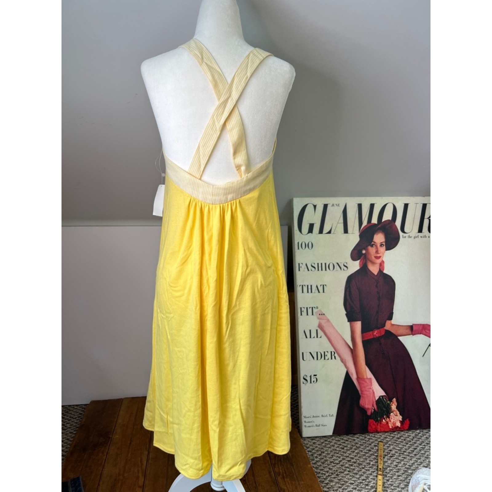 Vintage 1980s Yellow Summer Dress or swim cover – Classic Easy Fit size sm NWT