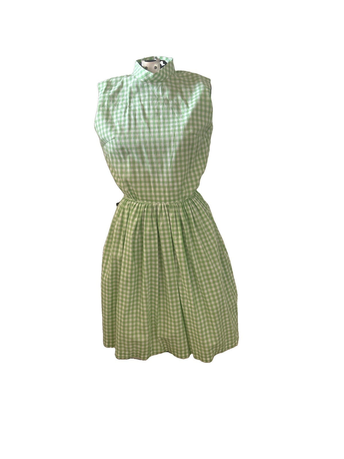 Vintage 1960’s Handmade Green Gingham Fit N Flair Dress