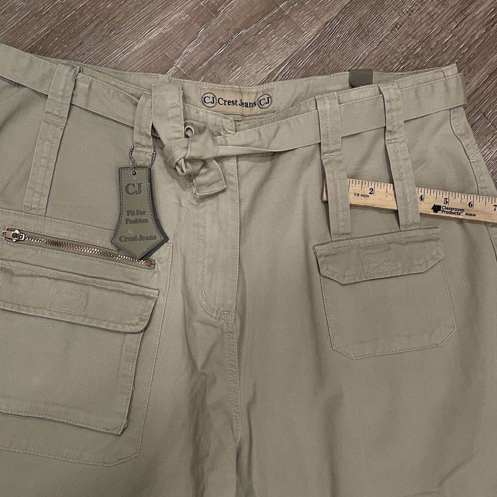 18W Crest NOS Y2K 9 Pocket Khaki Cargo Pants NWT Parachute 1X Deadstock Vintage