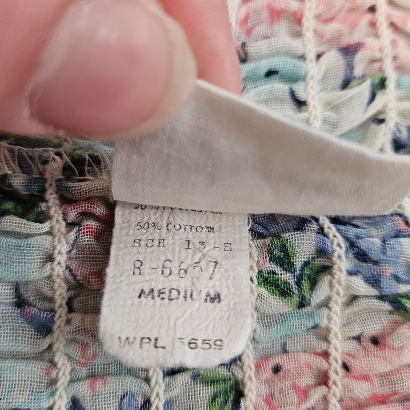 JC Penney Fashions Vintage Smocked Sheer Tank Top Floral Tie Women’s Medium