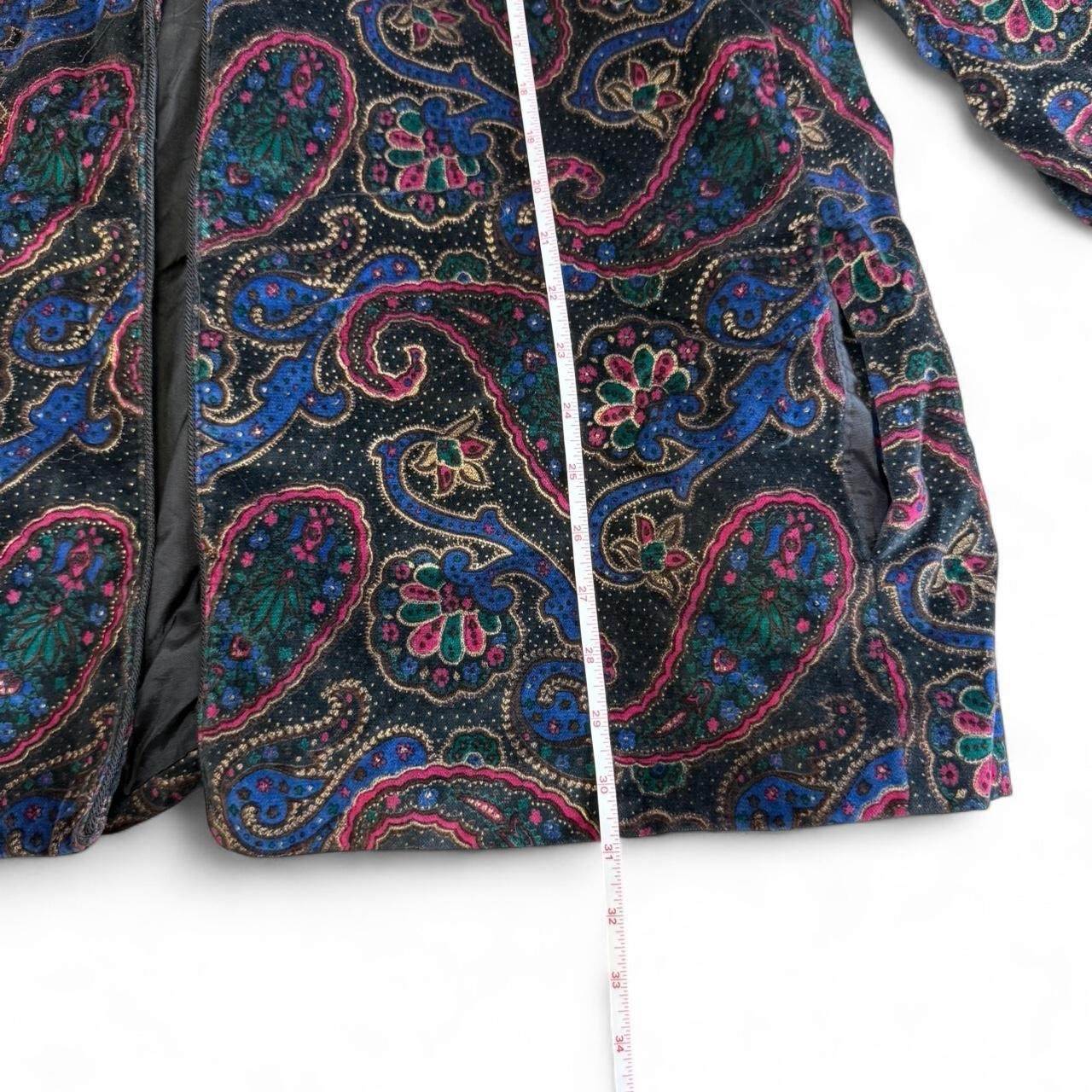 80s Paisley Velvet Koret Blazer with 3/4 Sleeves Size 24W