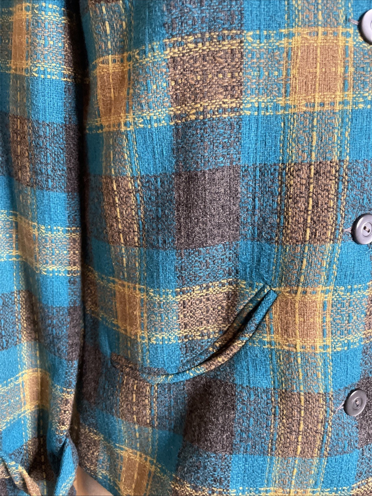 Vintage 1940s Sz S Graff Californiawear Pure Wool Plaid Shirt Jacket Chore Coat