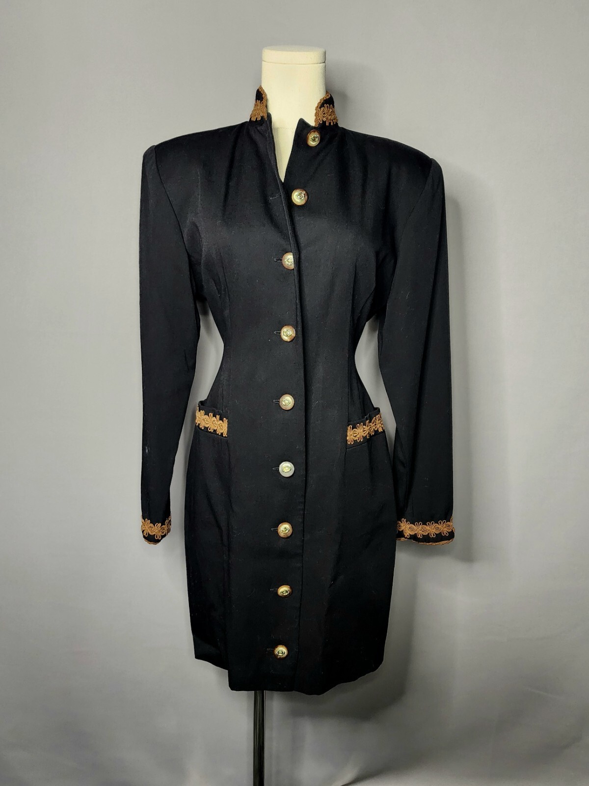 1980 Vintage Althuser Black Dress/Jacket- Retro, ALt, Hipster, Steampunk, Goth
