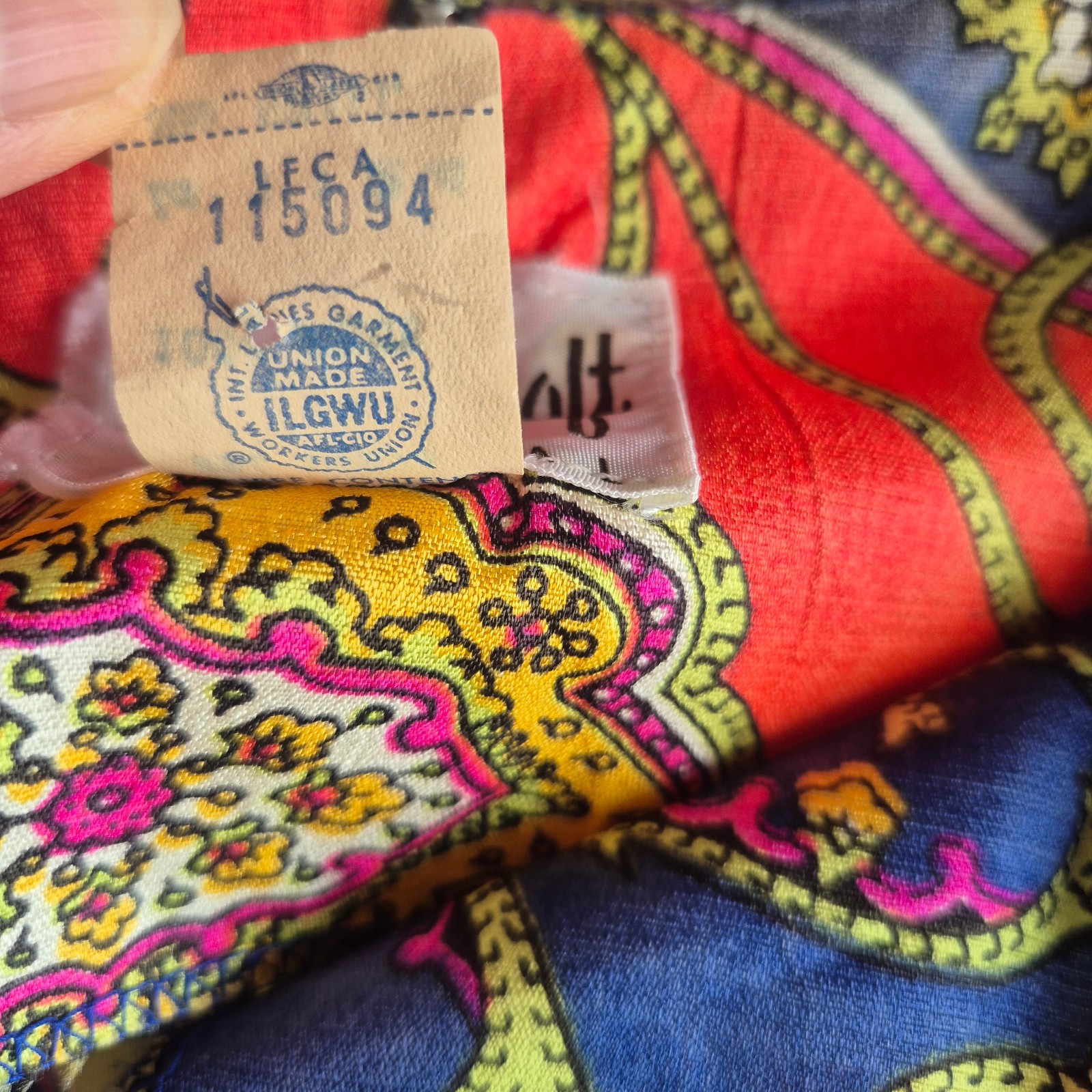 Vintage Lounge Craft Neon Psychedelic Maxi Hostess Kaftan Robe Dress Attached S