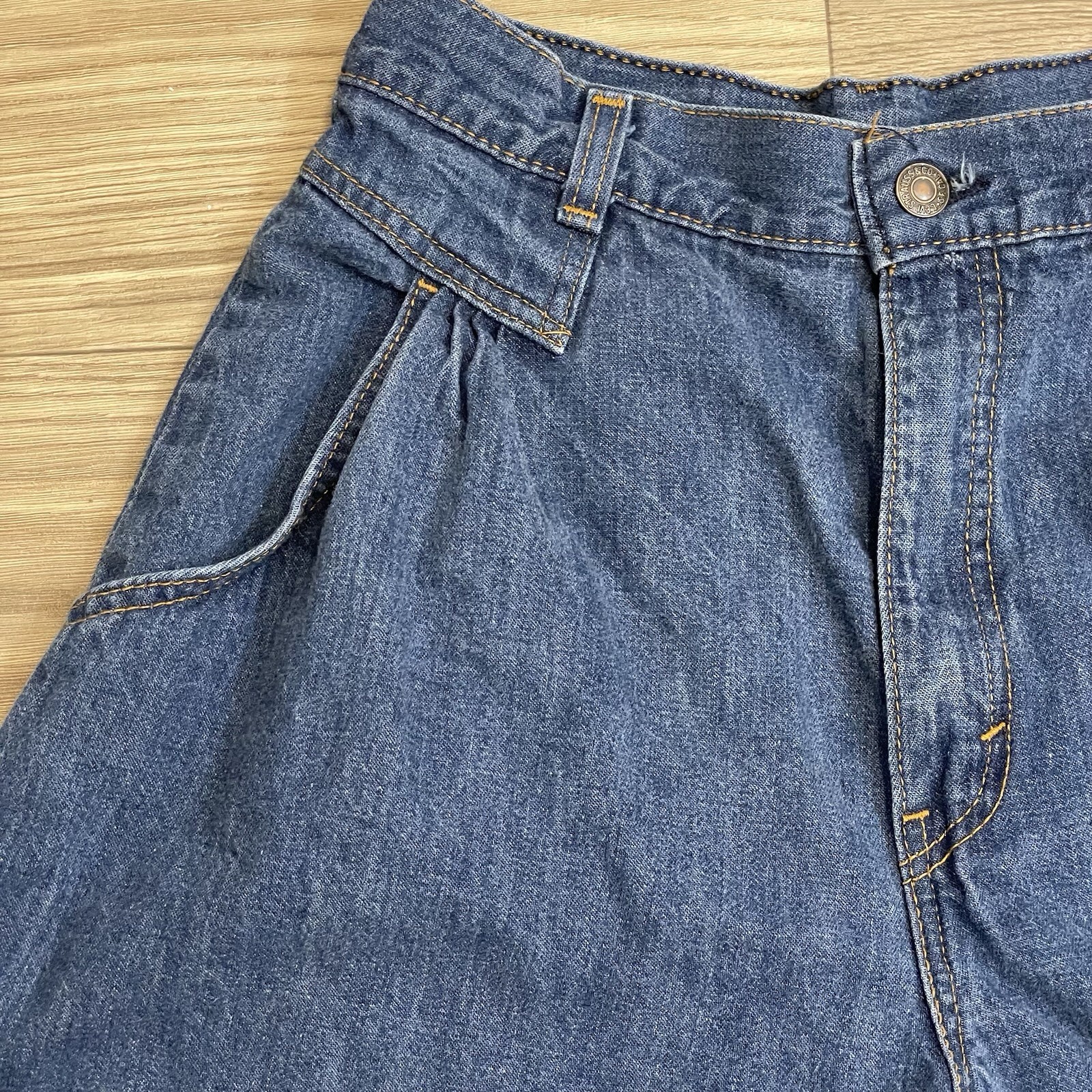 Levi’s Vintage 1970s Blue Denim High Waisted Wide Leg Culottes Jean Shorts sz 12